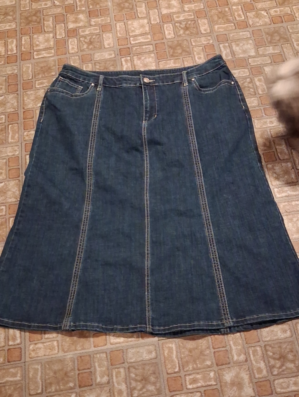 CJ Banks Dark Blue Denim A-Line Skirt
